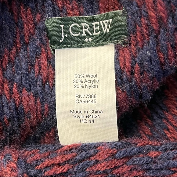 J Crew Burgundy Blue Chevron Wool Acrylic Blend Infinity Knit Scarf OS - Picture 6 of 10